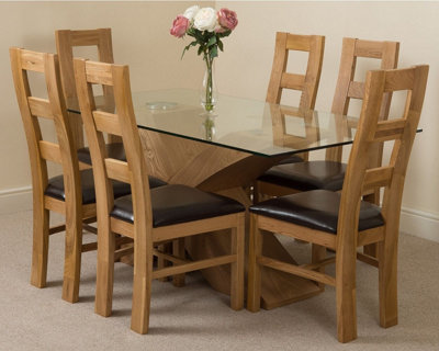 Valencia 160 cm x 90 cm Glass Dining Table and 6 Chairs Dining Set with Yale Chairs