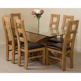 Valencia 160 cm x 90 cm Glass Dining Table and 6 Chairs Dining Set with Yale Chairs