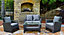 Valencia 4 Piece Outdoor Sofa Rattan Garden Set with Coffee Table - Grey
