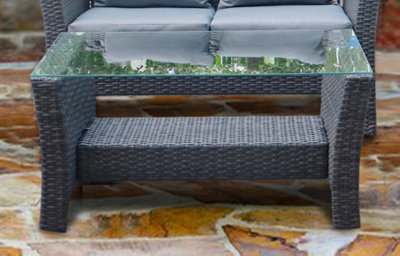 Valencia 4 Piece Outdoor Sofa Rattan Garden Set with Coffee Table - Grey - 3