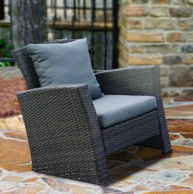 Valencia 4 Piece Outdoor Sofa Rattan Garden Set with Coffee Table - Grey - 4