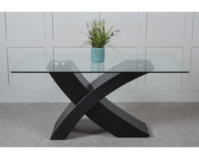 Valencia Black 160cm Small Glass Dining Table