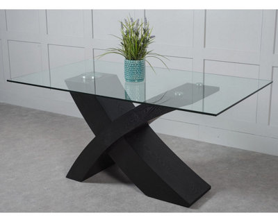 Valencia Black 160cm Small Glass Dining Table