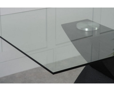 Valencia Black 160cm Small Glass Dining Table