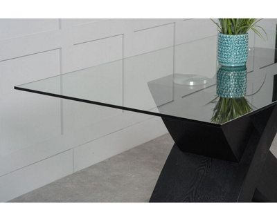 Valencia Black 160cm Small Glass Dining Table