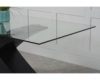 Valencia Black 160cm Small Glass Dining Table