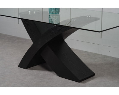 Valencia Black 160cm Small Glass Dining Table