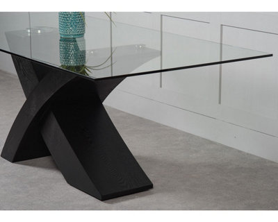 Valencia Black 160cm Small Glass Dining Table