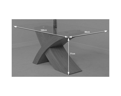 Valencia Black 160cm Small Glass Dining Table