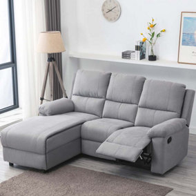 VALENCIA FABRIC CHAISE 3 SEATER HIGH BACK MODERN L SHAPED CORNER LOUNGE RECLINER SOFA