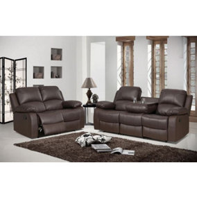 Valencia Leather Recliner Sofa Brown 3 &2
