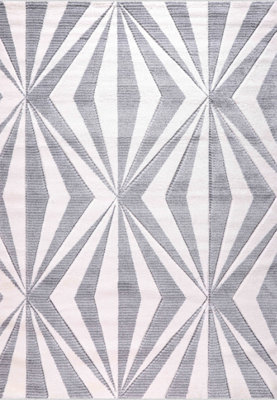 Valencia Modern Crystal Design Carved Area Rugs Silver 60x220 cm