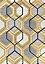 Valencia Modern Hexagon Design Carved Area Rugs Gold 120x170 cm