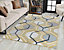 Valencia Modern Hexagon Design Carved Area Rugs Gold 120x170 cm