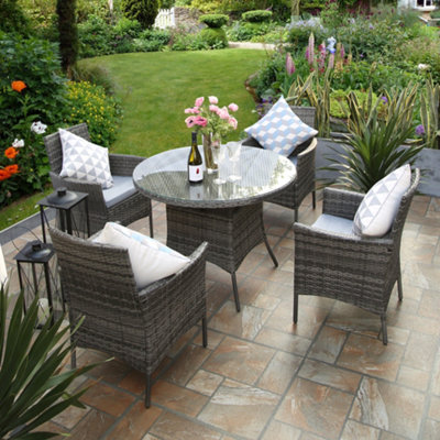 Valencia Rattan 4 Seater Bistro Dining Garden Set Grey