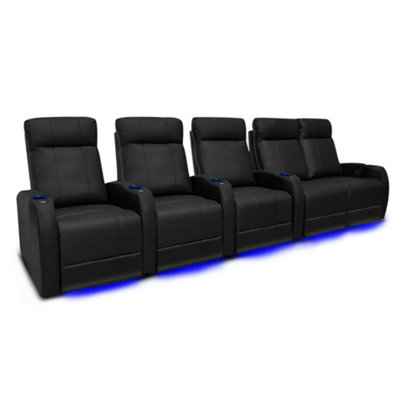 Valencia Syracuse Home Cinema Seating Row of 5 Loveseat Right Black Top ...