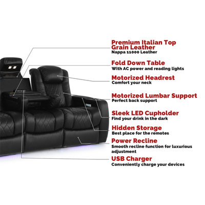 Valencia Tuscany Console Edition Home Theater Seating Row of 3 Dropdown ...