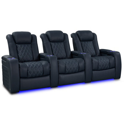 Valencia Tuscany Luxury Edition Home Theater Seating Row of 3 Navy Blue ...
