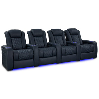 Valencia Tuscany Luxury Edition Home Theater Seating Row of 4 Navy Blue ...
