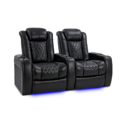 Valencia Tuscany XL Home Theater Seating Row of 2 Midnight Black Nappa ...