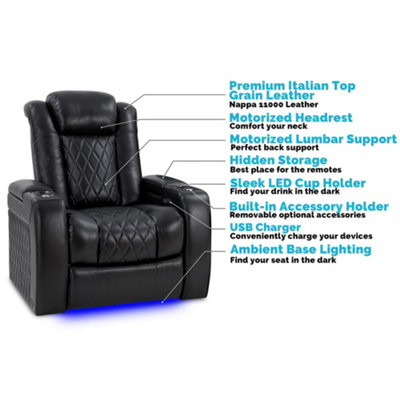 Valencia Tuscany XL Home Theater Seating Row of 2 Midnight Black Nappa ...