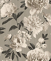 Valentina Big Bloom Monotone Wallpaper