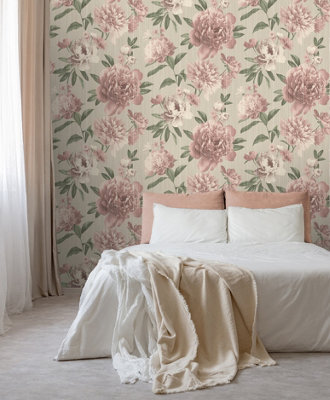 Valentina Big Bloom Soft Pink Wallpaper