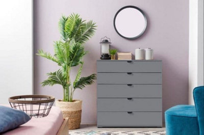 Valentina Grey Chest with 5 Drawers