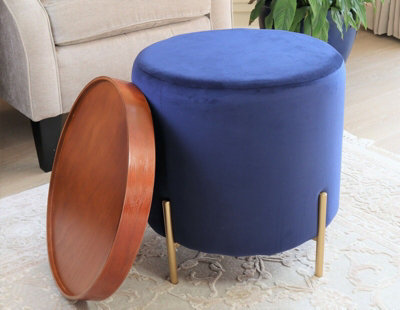 Round ottoman deals with tray top