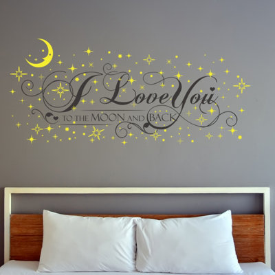 Valentines Quote Love Stars Glow Dark Moon Wall Stickers Decoration ...