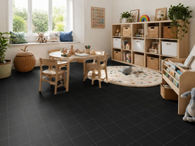 Valenza Black Matt Floor Tiles (440 Pack - 20 Box - 10m2 Coverage) - Playroom - 15cm x 15cm - Classic Country Feel
