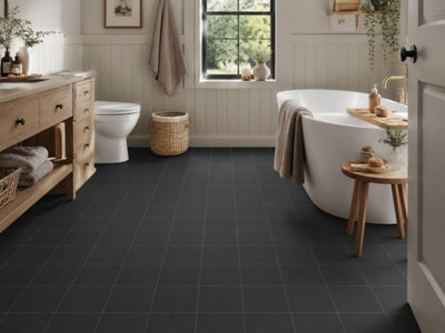 Valenza Black Matt Floor Tiles (440 Pack - 20 Box - 10m2 Coverage) - Playroom - 15cm x 15cm - Classic Country Feel