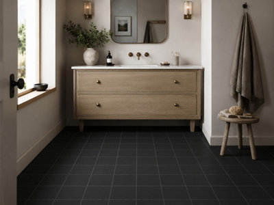 Valenza Black Matt Floor Tiles (440 Pack - 20 Box - 10m2 Coverage) - Playroom - 15cm x 15cm - Classic Country Feel
