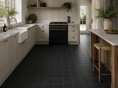 Valenza Black Matt Floor Tiles (440 Pack - 20 Box - 10m2 Coverage) - Playroom - 15cm x 15cm - Classic Country Feel