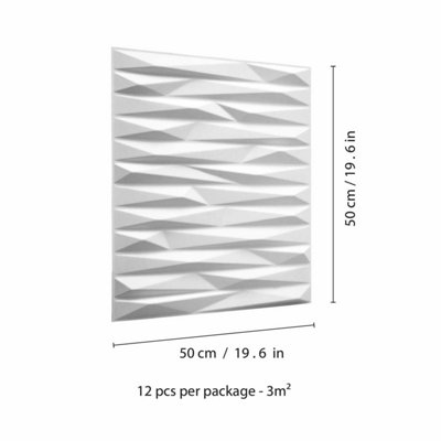 Valeria Design 3D Wall Panels Off White - 12 Boards 50x50cm Wall Panels ...