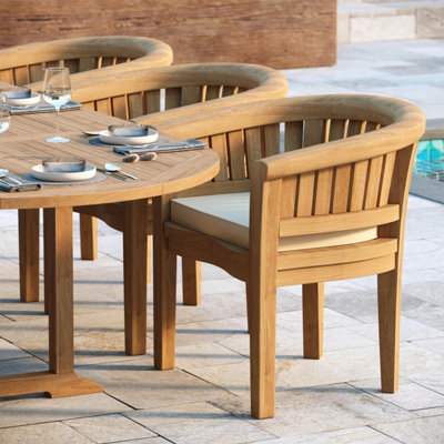 Valetta Teak Garden Outdoor Dining Table & 8 Seat Chair Set - With ...
