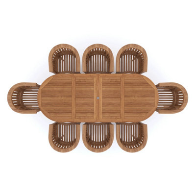 Valetta Teak Garden Outdoor Dining Table & 8 Seat Chair Set - With ...