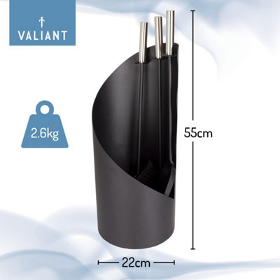 Set Attrezzi Per Camino Valiant Cambridge - Con Palette, Spazzola, Attizzatoio E Supporto