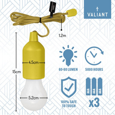 Valiant Hanging Portable String Pull Lights 6 Pack Battery Operated