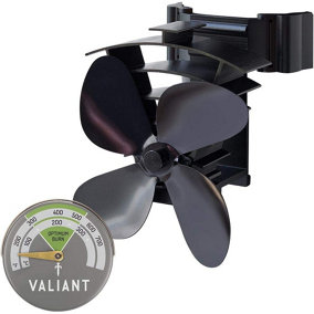 Valiant Magnetic Flue Pipe Stove Fan and Thermometer