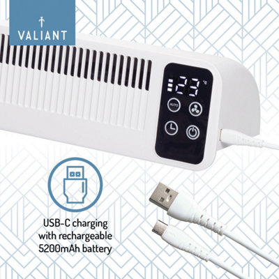 Valiant Radiator Fan, Heat Boosting Portable Rechargeable Fan