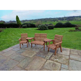 Valley 4 Seat Set 1X2B 2XC Angled Tray - Timber - L100 x W310 x H95 cm - Garden Furniture - Fully Assembled