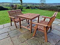 Valley 4 Seat Set 2X2B Table - Timber - L99 x W113 x H95 cm - Garden Furniture - Minimal Assembly Required