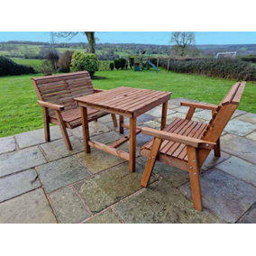 Valley 4 Seat Set 2X2B Table - Timber - L99 x W113 x H95 cm - Garden Furniture