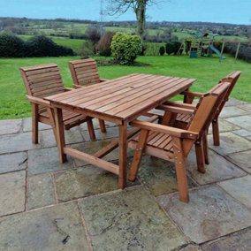 Valley 4 Seat Set 4XC Table - Timber - L220 x W330 x H95 cm - Garden Furniture