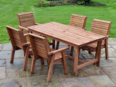 Valley 5 Seat Set 5XC Table - Timber - L220 x W230 x H95 cm - Garden Furniture - Minimal Assembly Required