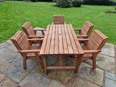 Valley 5 Seat Set 5XC Table - Timber - L220 x W230 x H95 cm - Garden Furniture - Minimal Assembly Required