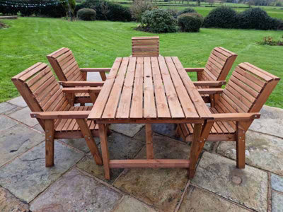 Valley 5 Seat Set 5XC Table - Timber - L220 x W230 x H95 cm - Garden Furniture - Minimal Assembly Required