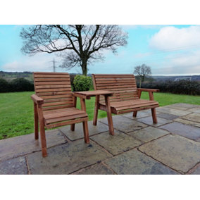 Valley Garden Furniture Trio Set with Tray - Timber - L100 x W220 x H95 cm - Fully Assembled