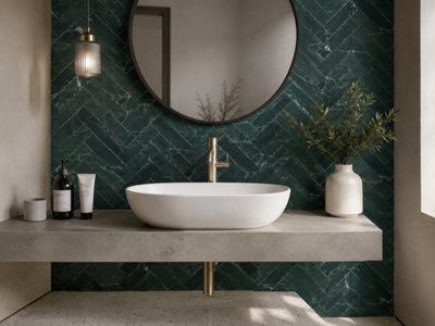 Valloria Verde Porcelain Wall Tiles (640 Pack - 20 Box - 14.2m2 Coverage)  - Shower - 7.5cm x 29.75cm - Elegant Marble Styling